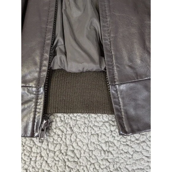 Vintage Members Only Leather Bomber Jacket Mens 42 Brown Brick Motorcycle Zip